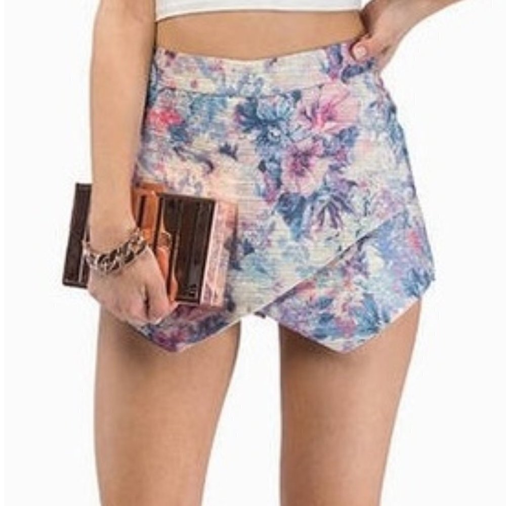Mustard Seed Floral Watercolor Gold Shorts Skort